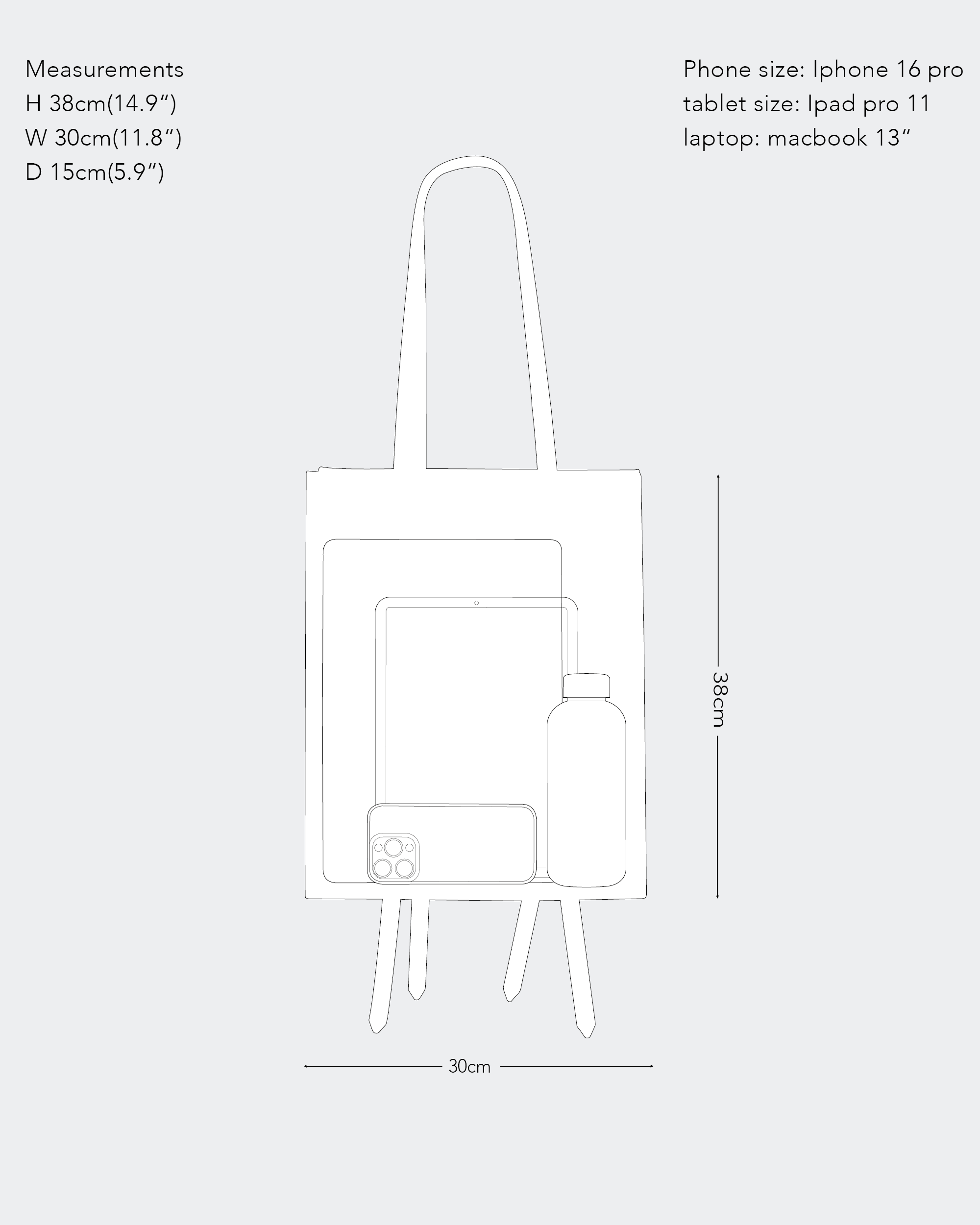 VIBRANT TOTE BAG LARGE (GRAU/BRAUN)